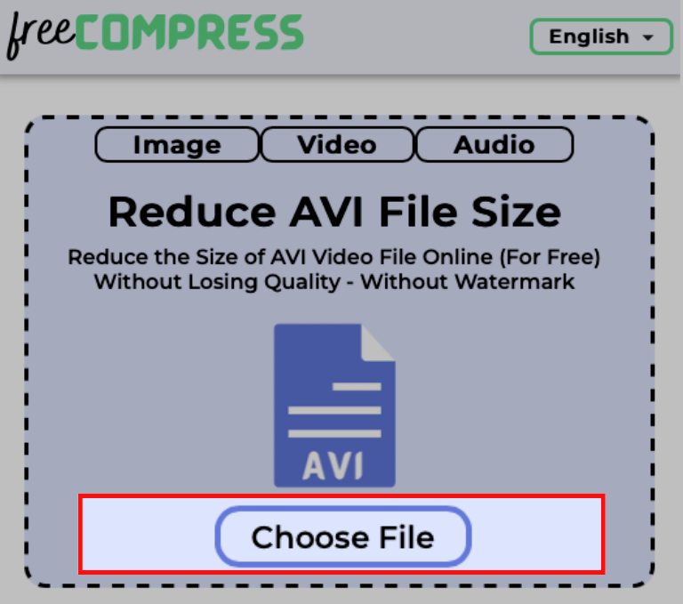 Choose AVI video file to reduce its size