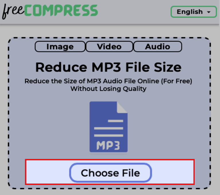 Choose MP3 audio file to reduce its size