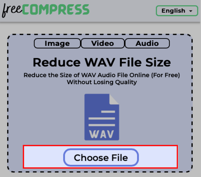 Choose WAV audio file to reduce its size