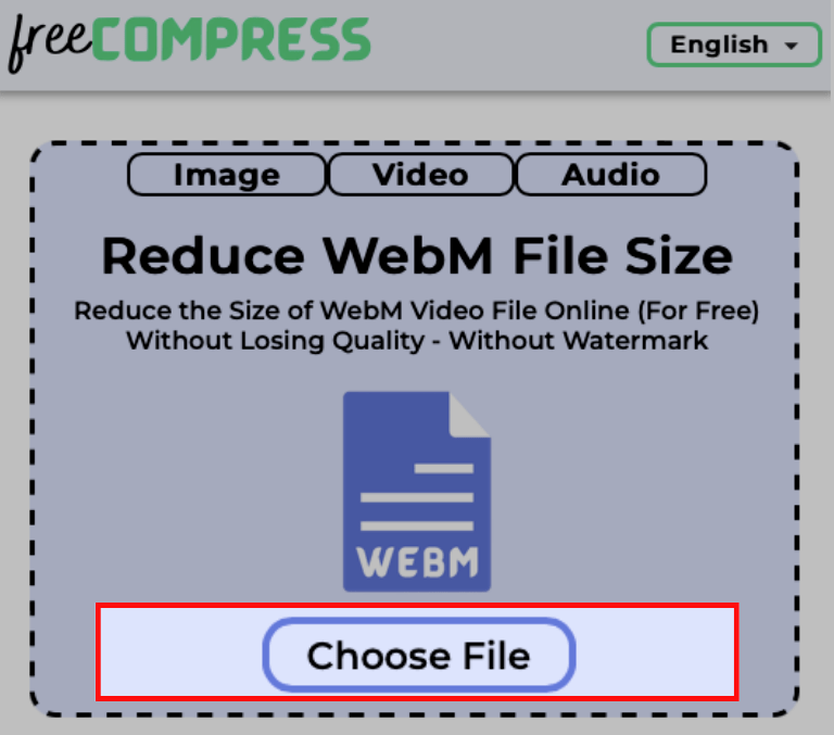 Choose WebM video file to reduce its size