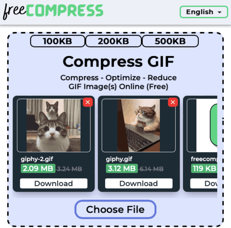 Compress GIF to 50MB Online With FreeCompress