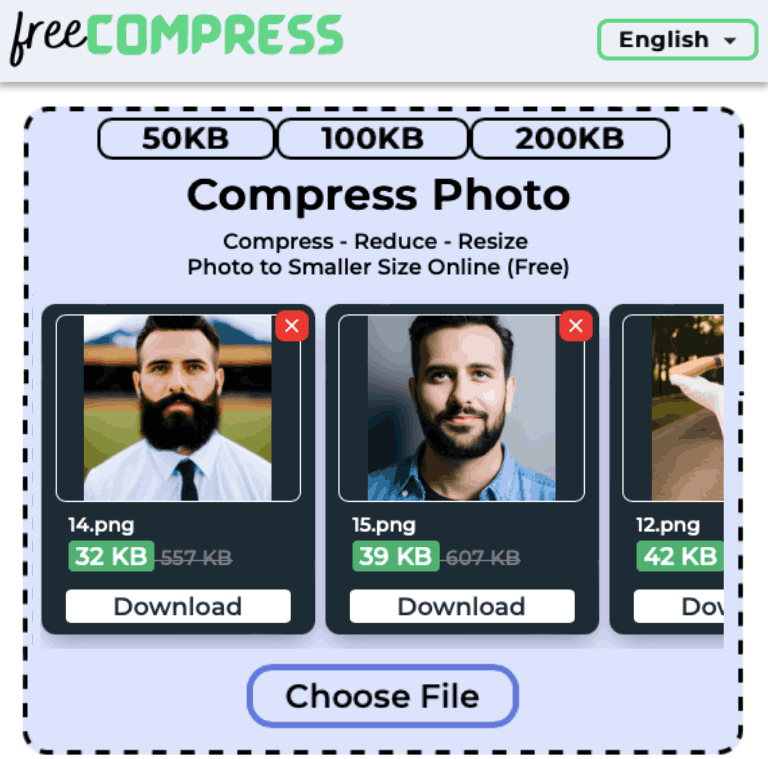 Compress Photo to 18KB Online with FreeCompress