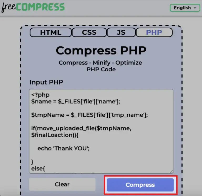 compress php button