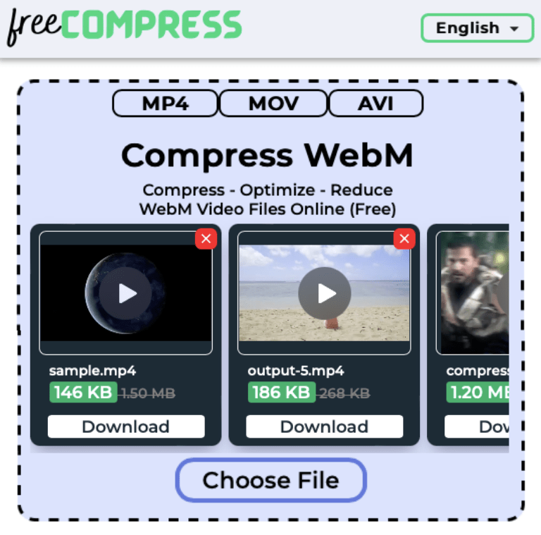 compress WebM file size online