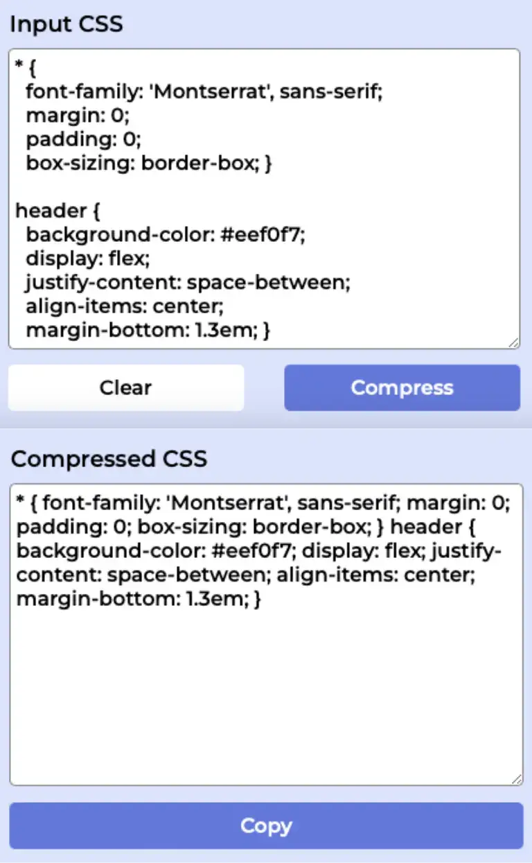 compressed css example