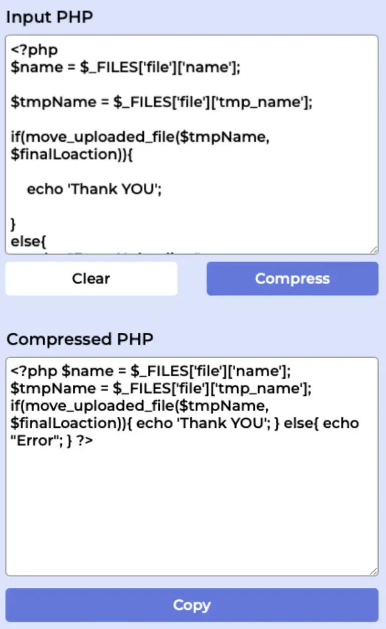 compressed php example