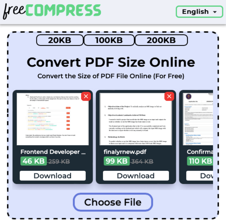 Convert PDF Size to 150 KB Online With FreeCompress