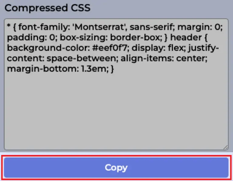 copy compressed CSS code