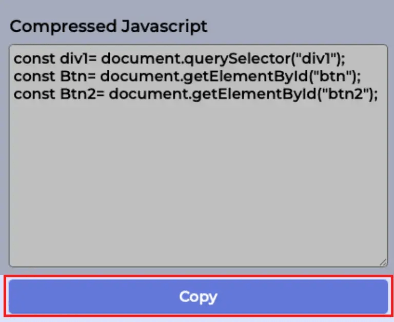 copy compressed Javascript code