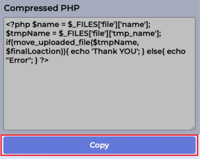 copy compressed PHP code