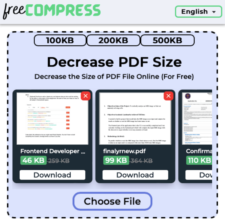 Decrease PDF Size to 5MB Online With FreeCompress