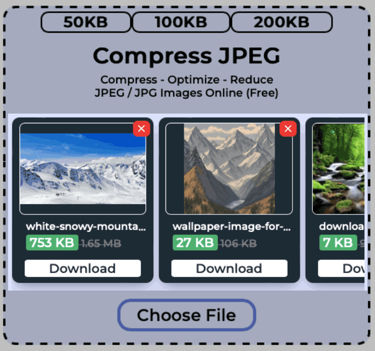 Download compressed JPEG images