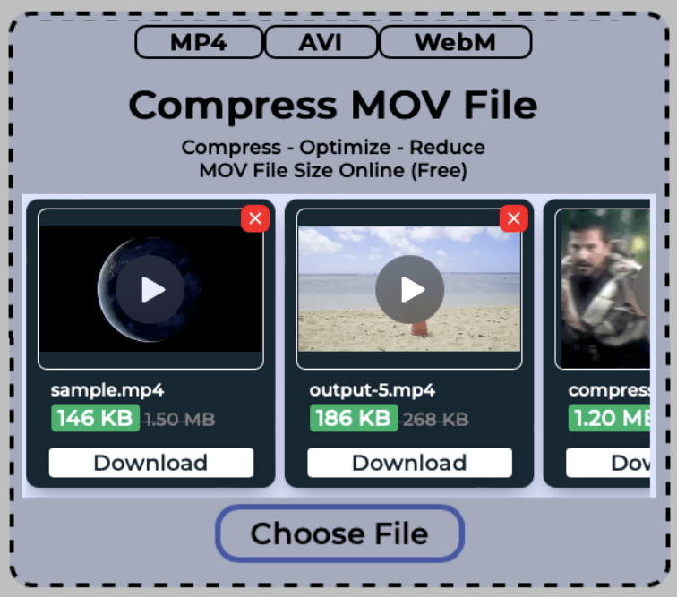 download compressed MOV file