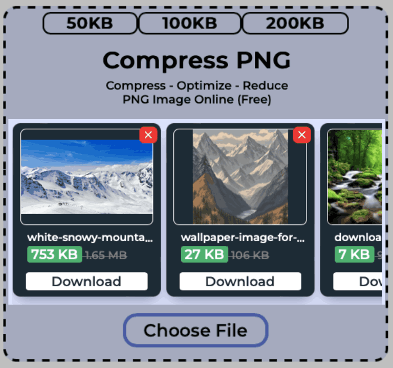 Download compressed PNG images