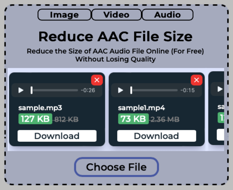 Download reduced AAC audio files