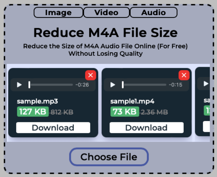 Download reduced M4A audio files