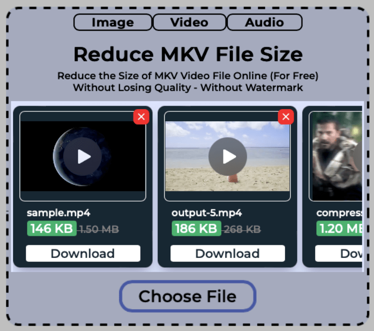 Download reduced MKV videos