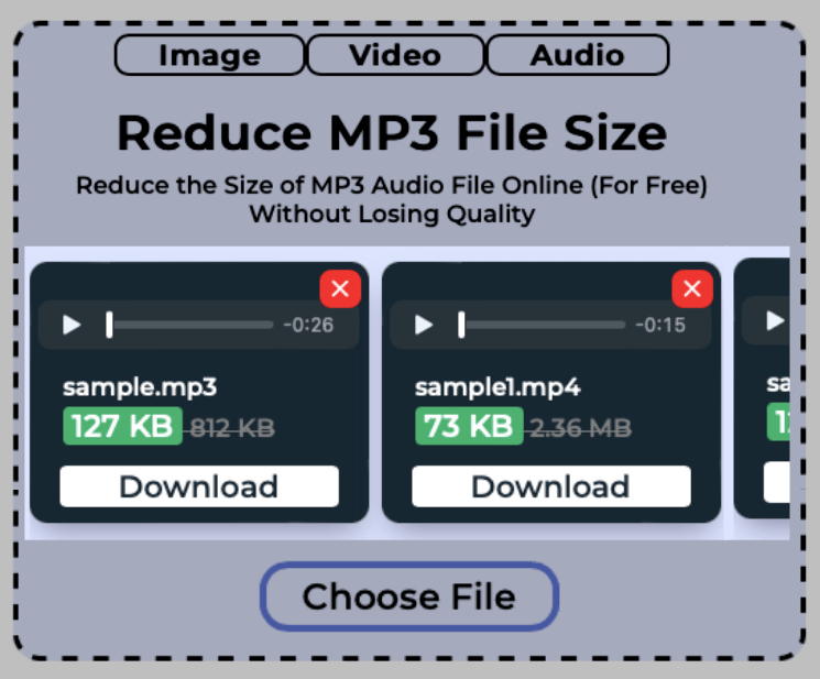 Download reduced MP3 audio files