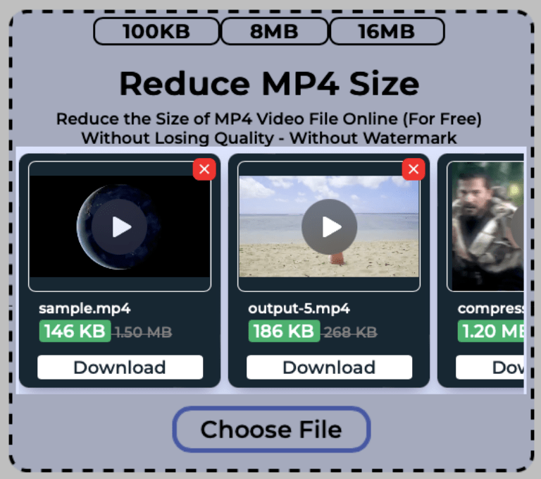 Download reduced MP4 videos