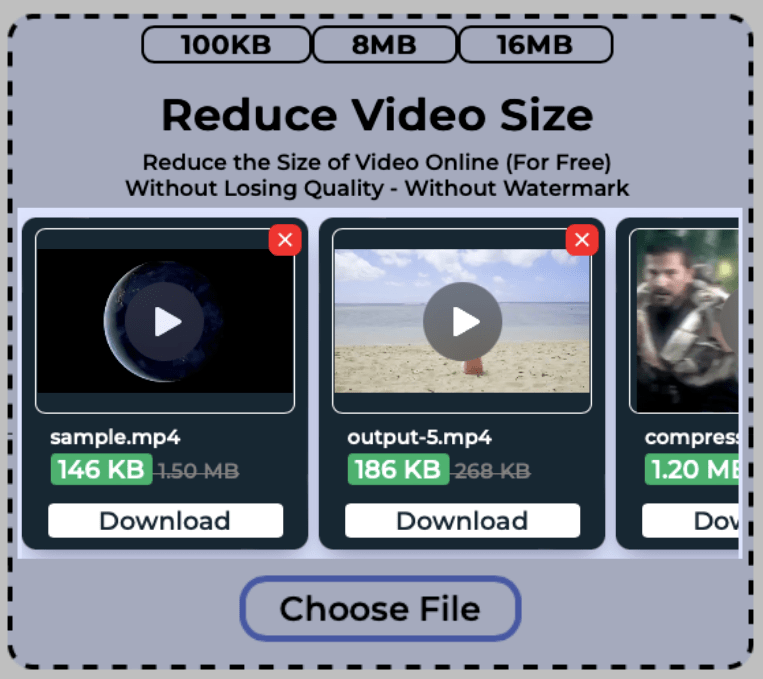 Download reduced videos