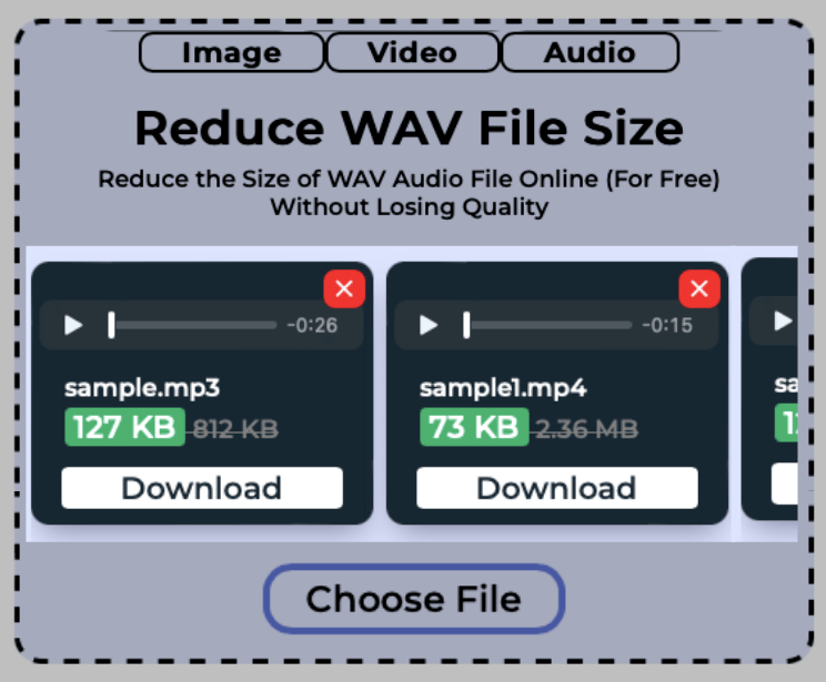 Download reduced WAV audio files