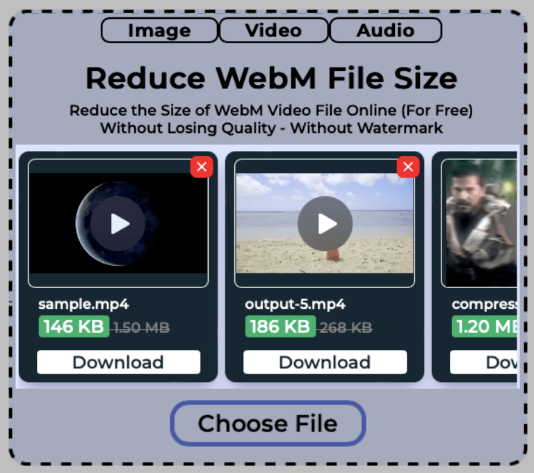 Download reduced WebM videos