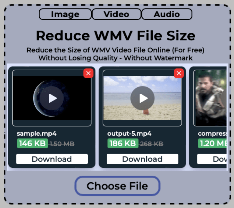 Download reduced WMV videos