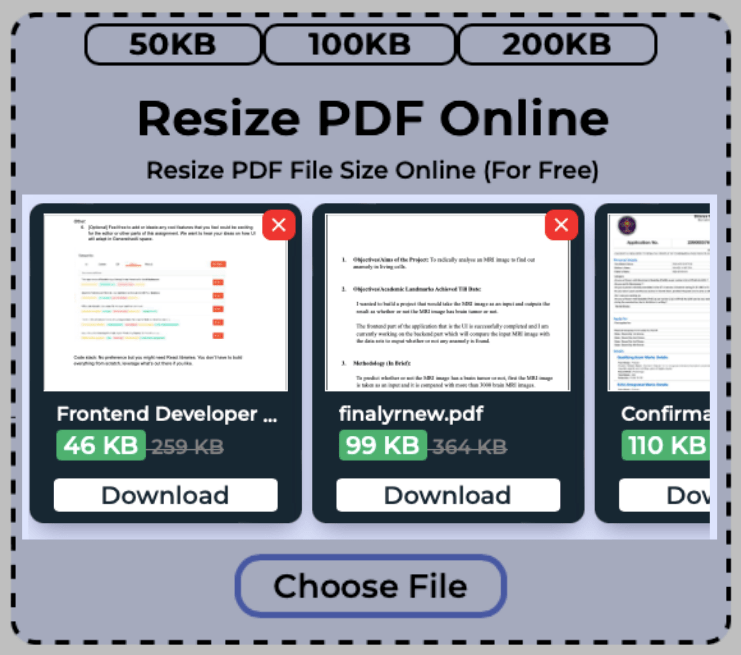 Download resized PDF files