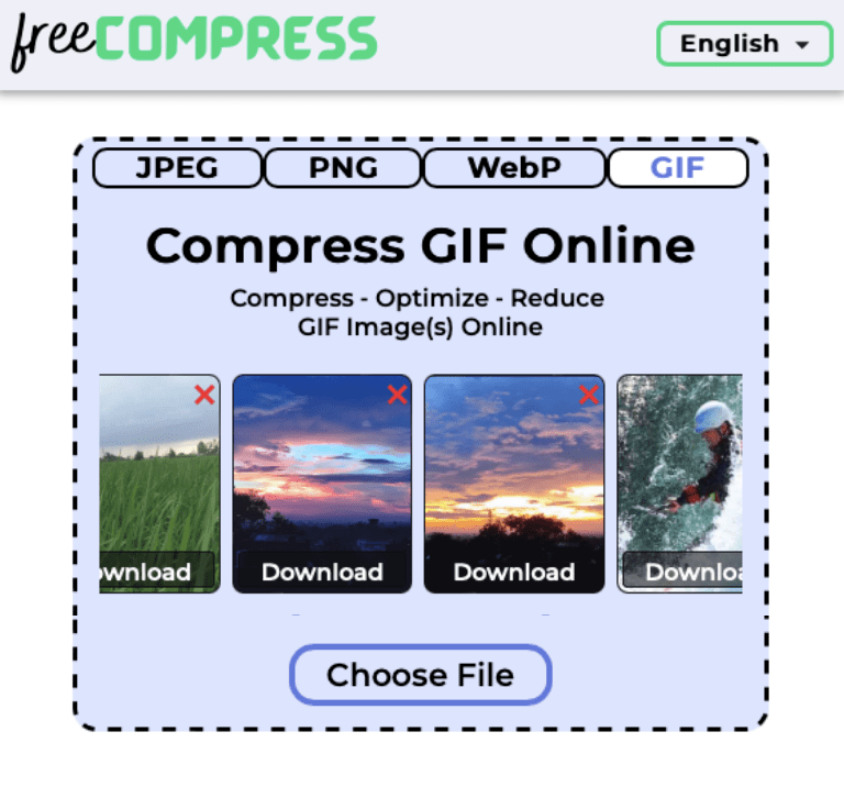 multiple compressed gif images