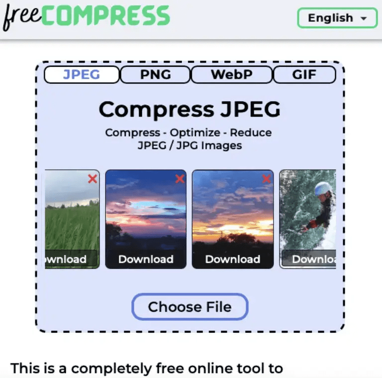 multiple compressed JPEG images