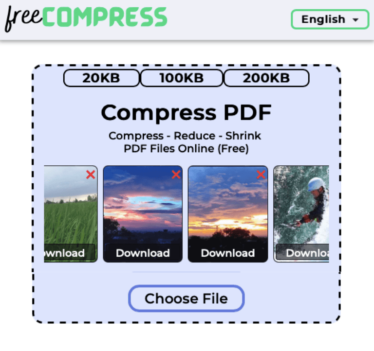 Compress PDF to 20MB online with FreeCompress