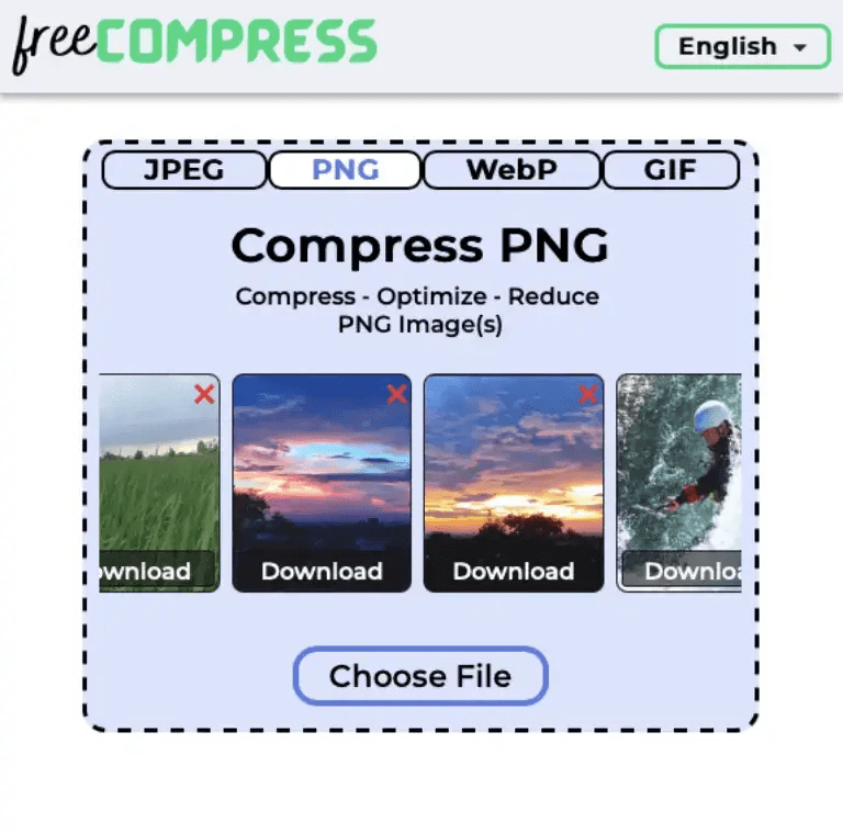 Multiple compressed PNG images