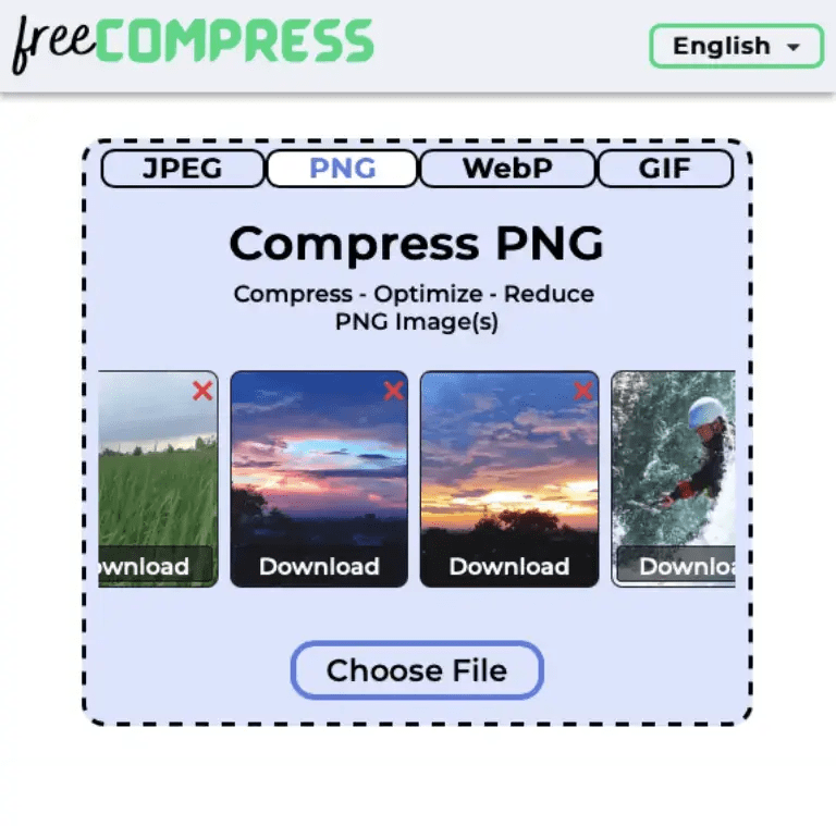 Compress PNG to 100KB online with FreeCompress