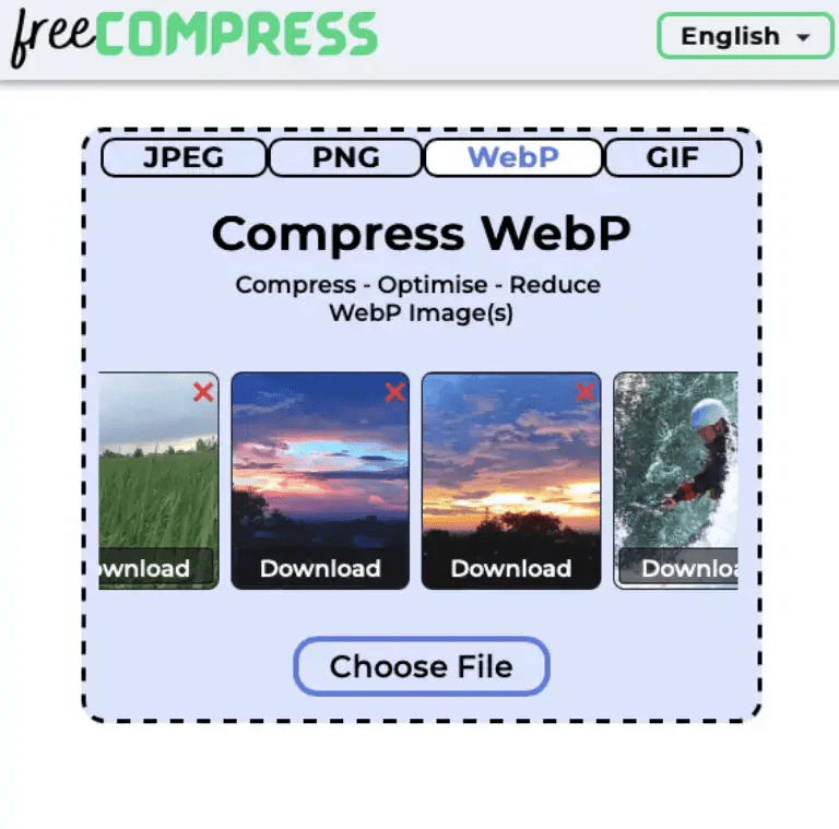multiple compressed webp images