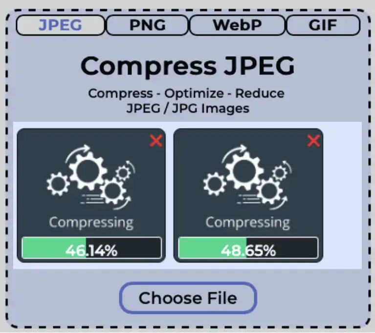 複数の jpeg ファイルの圧縮