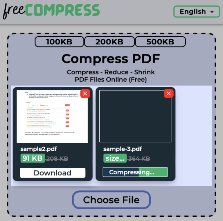 beberapa berkas PDF yang sedang dikompresi