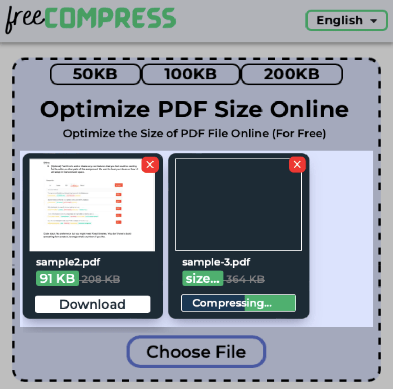 Size of Multiple PDF Files Getting Optimized