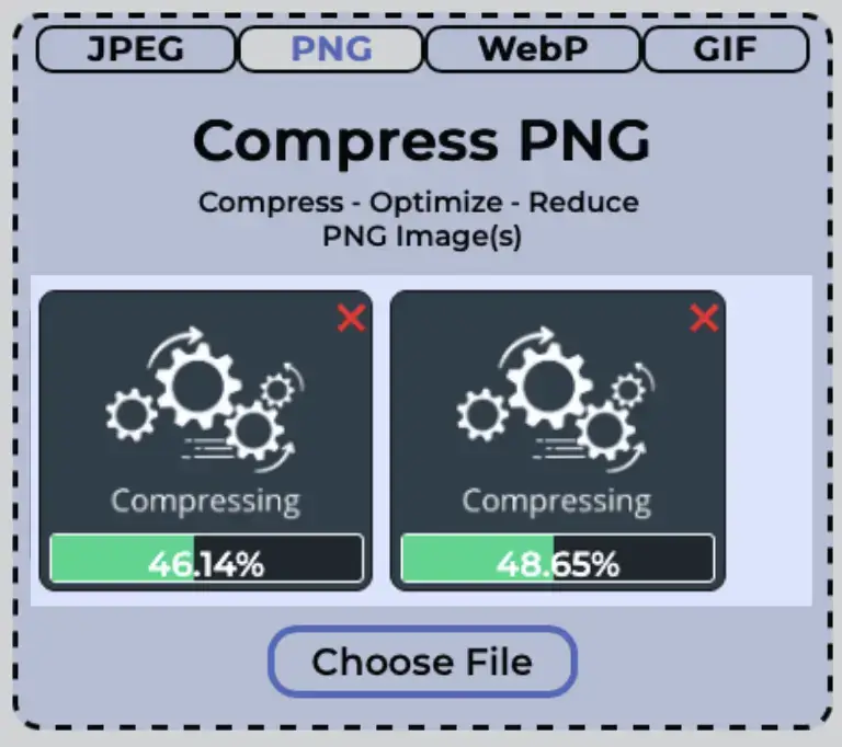 flera png-filer komprimeras