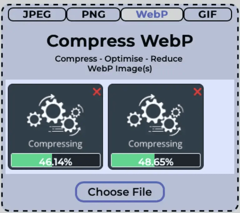 multiple webp files getting compressed