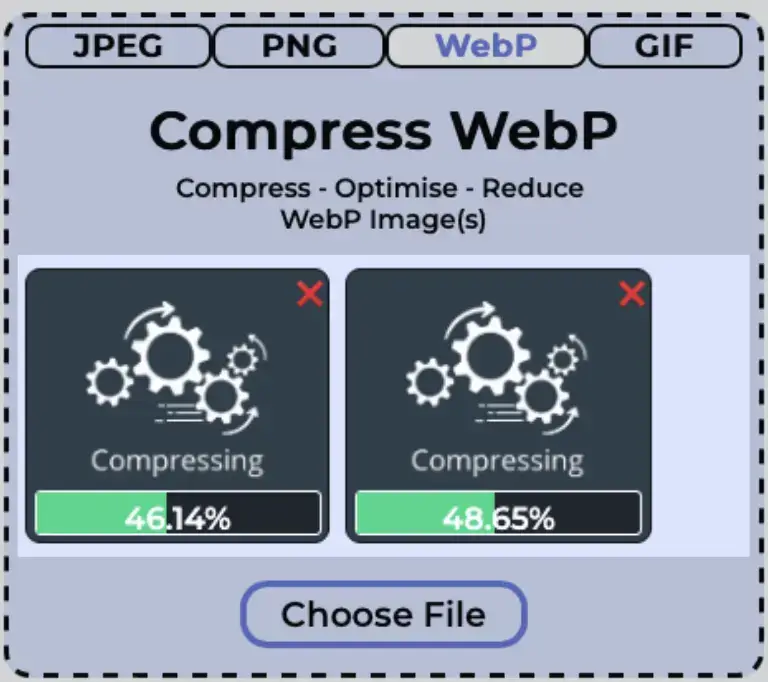 flera webp-filer komprimeras