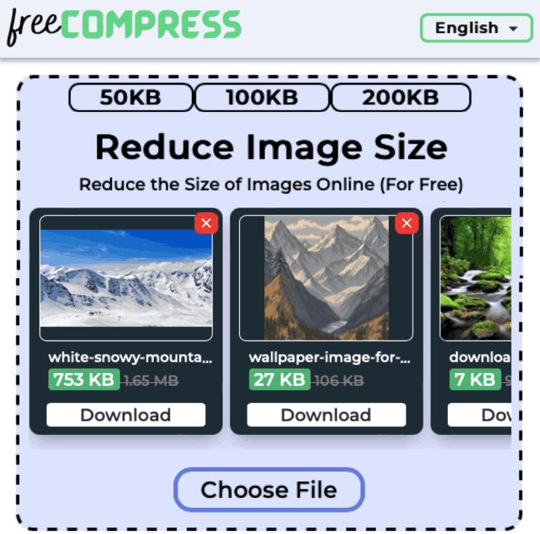 Reduce image size online with FreeCompress