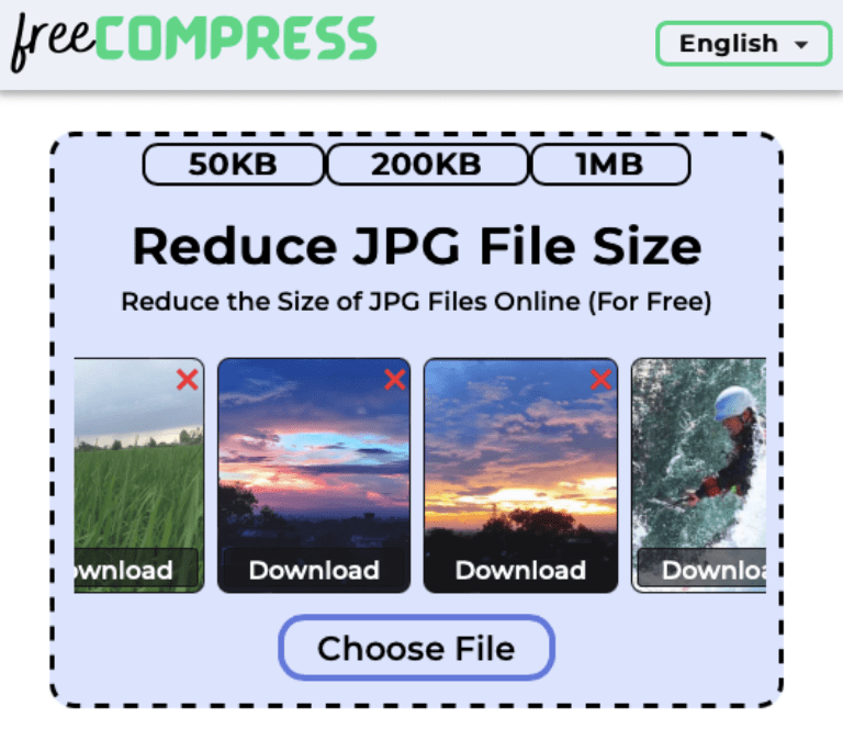 Reduce JPG File size to 1000KB online with FreeCompress