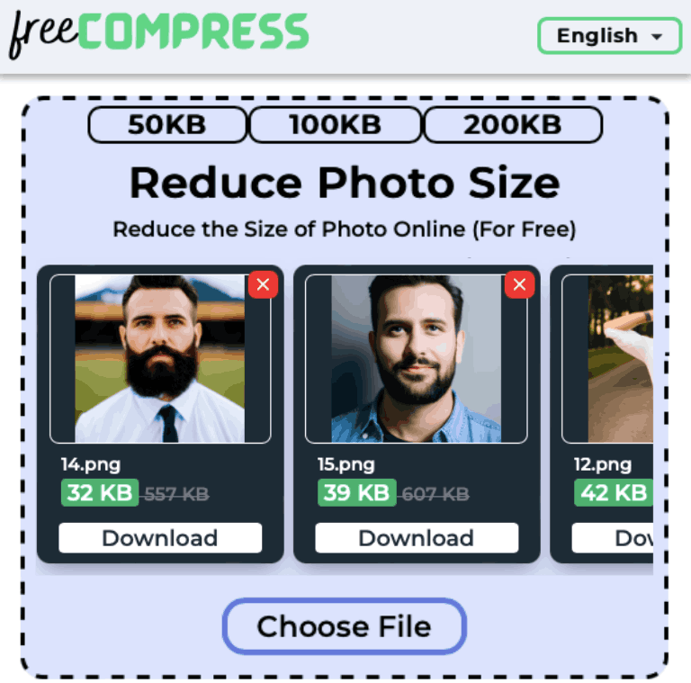 Reduce photo size to 3MB online with FreeCompress