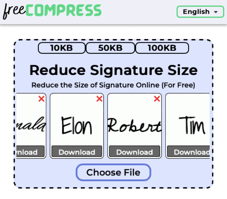 Reduce signature size to 100KB online with FreeCompress