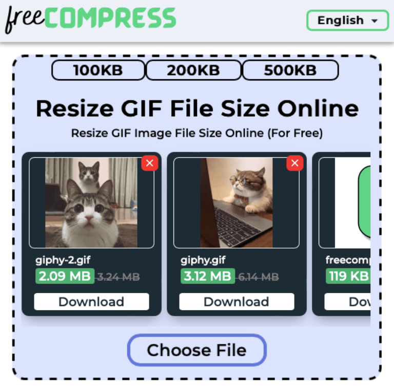 Resize GIF to 128KB Online With FreeCompress