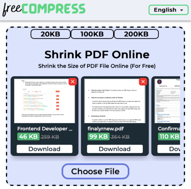 Shrink PDF File Size Online With FreeCompress