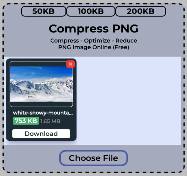 single png image getting compressed