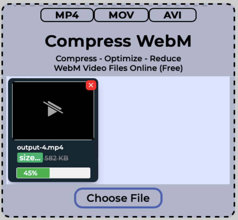 single WebM file getting compressed