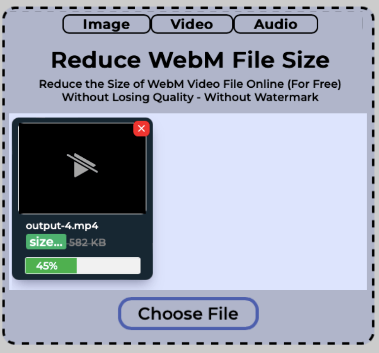 Size of a single WebM video file getting reduced