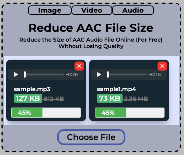 Size of multiple AAC audio files getting reduced